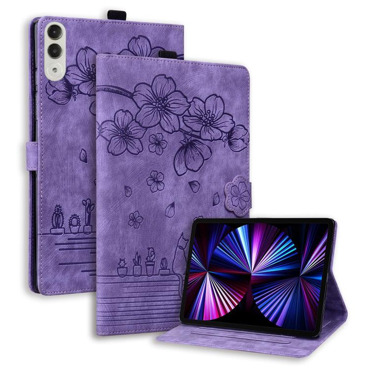 Cartoon Sakura Cat Embossed Leather Tablet Case, For Lenovo Idea Tab Pro Gen 2 13, For Lenovo Xiaoxin Pad 11 2025, For Lenovo Xiaoxin Pad Pro 12.7 2025, For Lenovo Tab K11 Plus / M11 Plus, For Lenovo Tab M11 / Xiaoxin Pad 11 2024, For Lenovo Tab P12 12...
