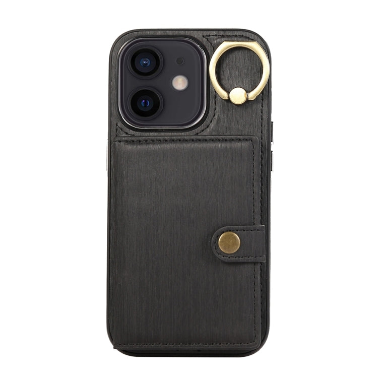 Brushed Texture Wallet Ring Holder Phone Case, For iPhone 13 Pro, For iPhone 13, For iPhone 12 / 12 Pro, For iPhone 12 Pro Max, For iPhone 11