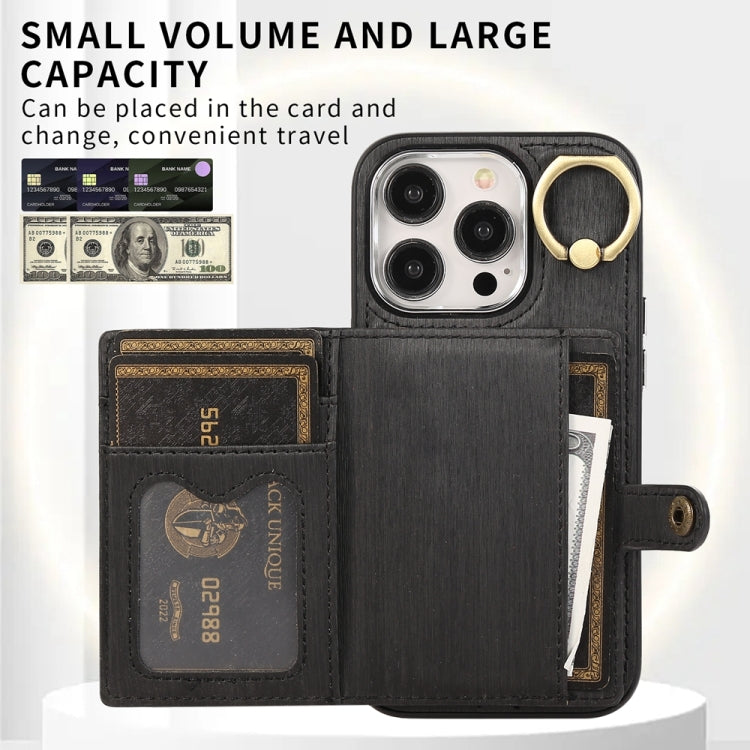Brushed Texture Wallet Ring Holder Phone Case, For iPhone 13 Pro, For iPhone 13, For iPhone 12 / 12 Pro, For iPhone 12 Pro Max, For iPhone 11