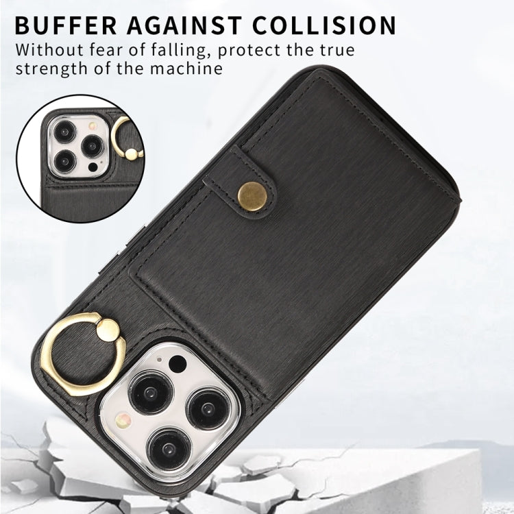 Brushed Texture Wallet Ring Holder Phone Case, For iPhone 13 Pro, For iPhone 13, For iPhone 12 / 12 Pro, For iPhone 12 Pro Max, For iPhone 11