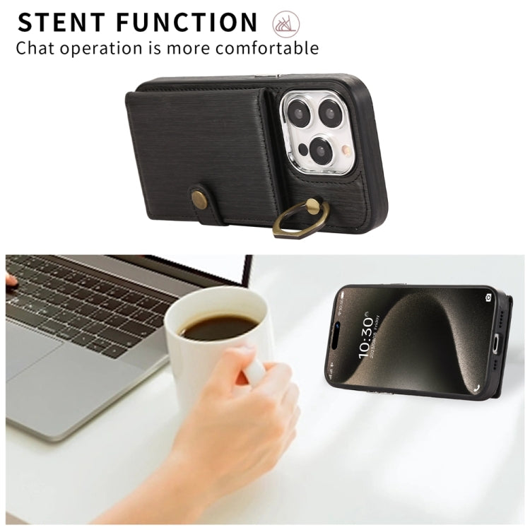 Brushed Texture Wallet Ring Holder Phone Case, For iPhone 15 Pro Max, For iPhone 15 Pro, For iPhone 15 Plus, For iPhone 15, For iPhone 14, For iPhone 14 Pro, For iPhone 14 Pro Max, For iPhone 13 Pro Max