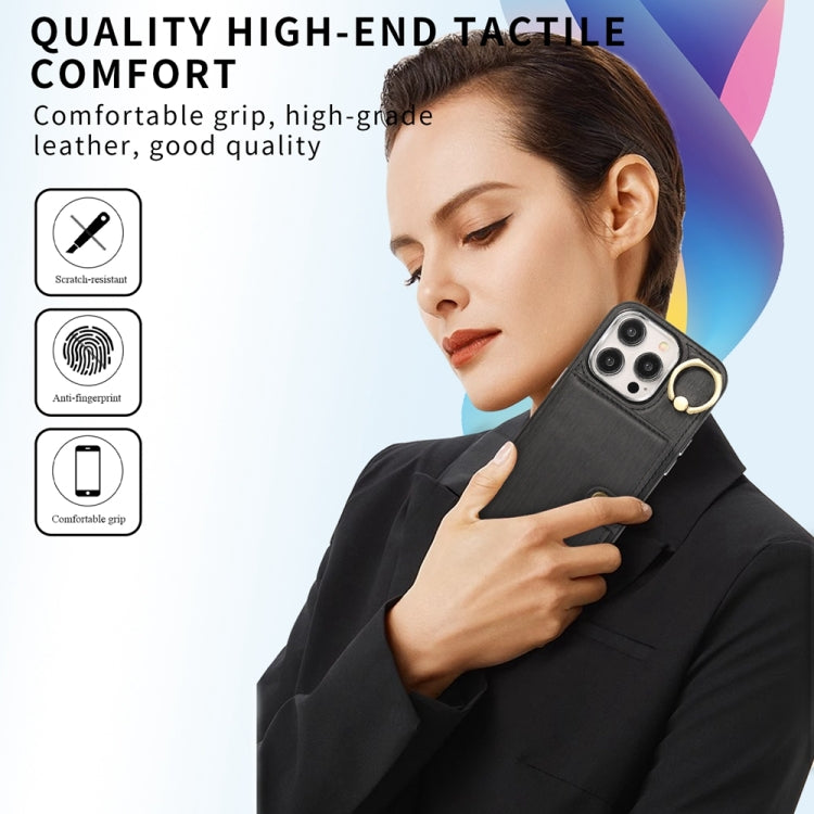 Brushed Texture Wallet Ring Holder Phone Case, For iPhone 15 Pro Max, For iPhone 15 Pro, For iPhone 15 Plus, For iPhone 15, For iPhone 14, For iPhone 14 Pro, For iPhone 14 Pro Max, For iPhone 13 Pro Max
