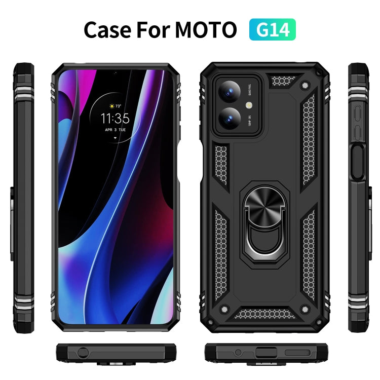 Shockproof TPU + PC Phone Case with Holder, For Motorola Moto G14, For Motorola Moto G Play 4G 2024, For Motorola Moto G Power 5G 2024