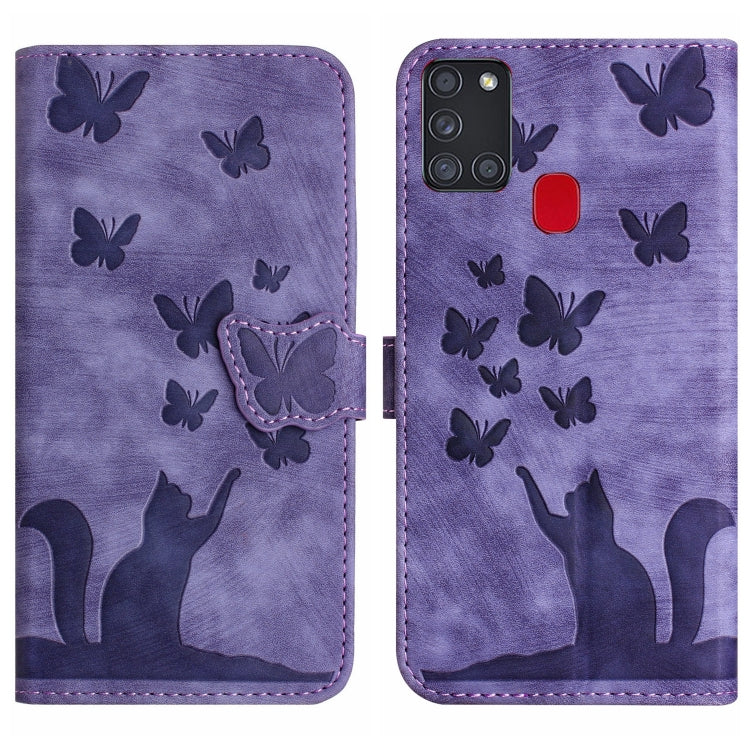 Butterfly Cat Embossing Flip Leather Phone Case, For Samsung Galaxy S21 FE 5G, For Samsung Galaxy A32 5G, For Samsung Galaxy S21 5G, For Samsung Galaxy S21+ 5G, For Samsung Galaxy S21 Ultra 5G, For Samsung Galaxy A02s EU, For Samsung Galaxy A12        ...