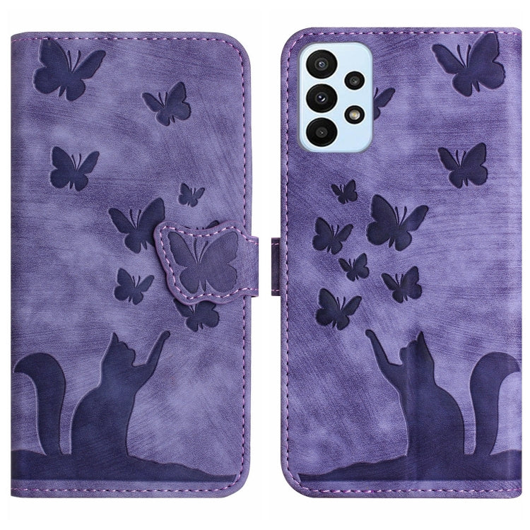 Butterfly Cat Embossing Flip Leather Phone Case, For Samsung Galaxy A24 4G, For Samsung Galaxy A23 / M13 4G, For Samsung Galaxy A14 4G / 5G, For Samsung Galaxy A34 5G, For Samsung Galaxy A54 5G, For Samsung Galaxy S23 Ultra 5G, For Samsung Galaxy S23+ ...
