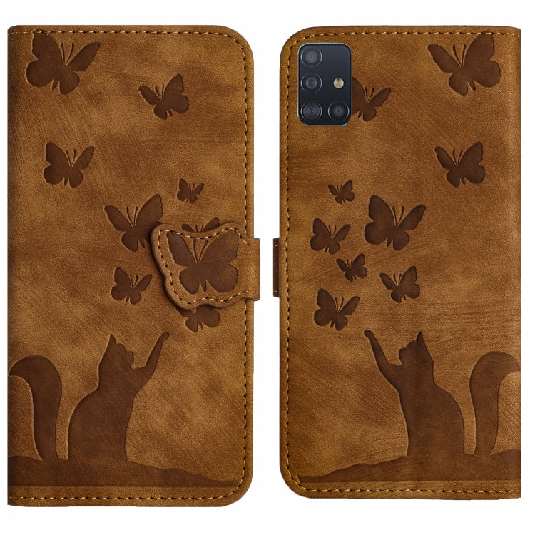 Butterfly Cat Embossing Flip Leather Phone Case, For Samsung Galaxy S20 Ultra, For Samsung Galaxy S20, For Samsung Galaxy S20+, For Samsung Galaxy A71 4G, For Samsung Galaxy A51 4G, For Samsung Galaxy S10+, For Samsung Galaxy S10