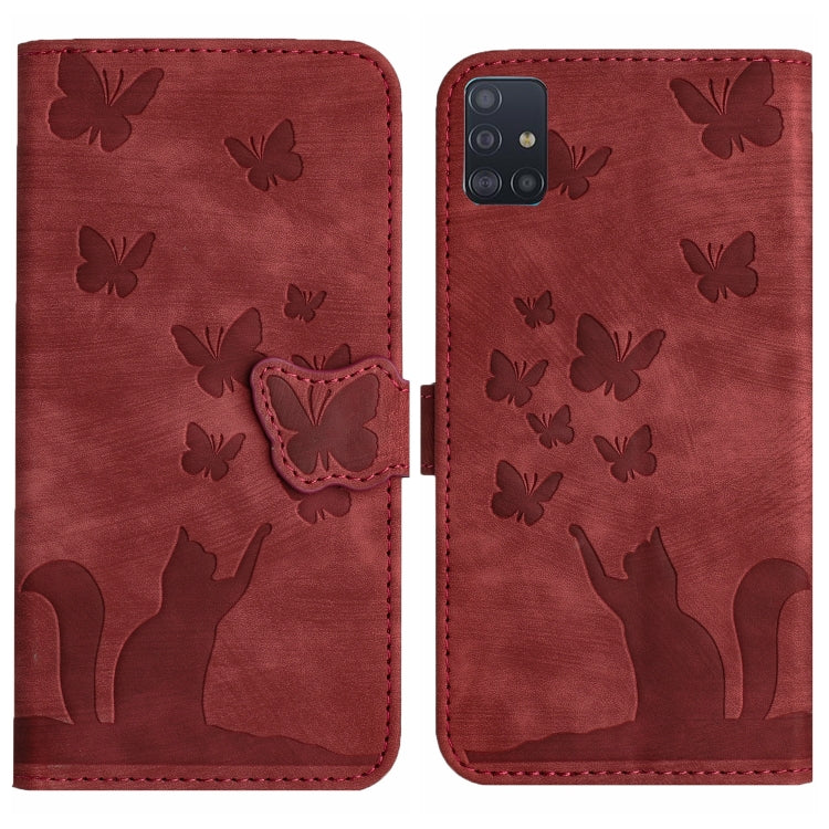 Butterfly Cat Embossing Flip Leather Phone Case, For Samsung Galaxy S20 Ultra, For Samsung Galaxy S20, For Samsung Galaxy S20+, For Samsung Galaxy A71 4G, For Samsung Galaxy A51 4G, For Samsung Galaxy S10+, For Samsung Galaxy S10