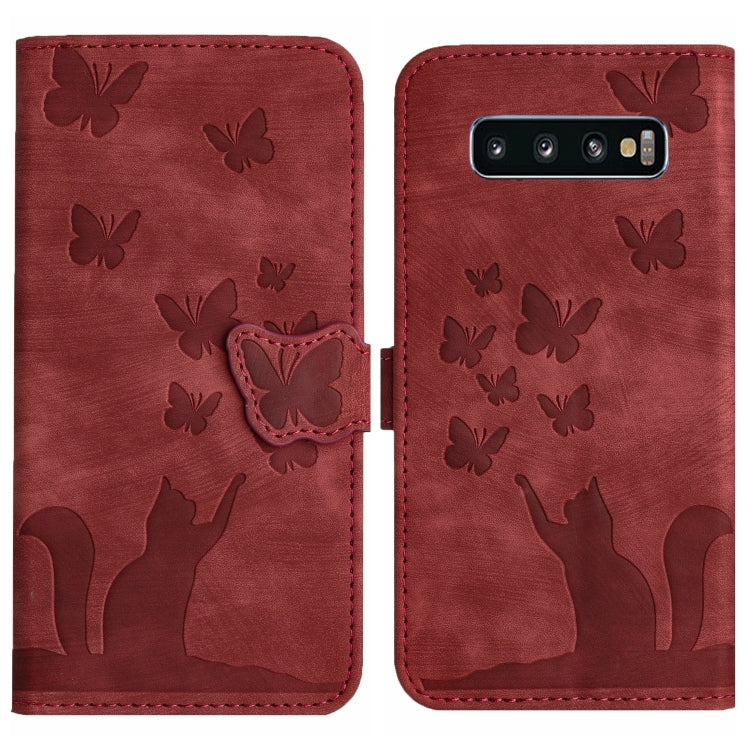 Butterfly Cat Embossing Flip Leather Phone Case, For Samsung Galaxy S20 Ultra, For Samsung Galaxy S20, For Samsung Galaxy S20+, For Samsung Galaxy A71 4G, For Samsung Galaxy A51 4G, For Samsung Galaxy S10+, For Samsung Galaxy S10
