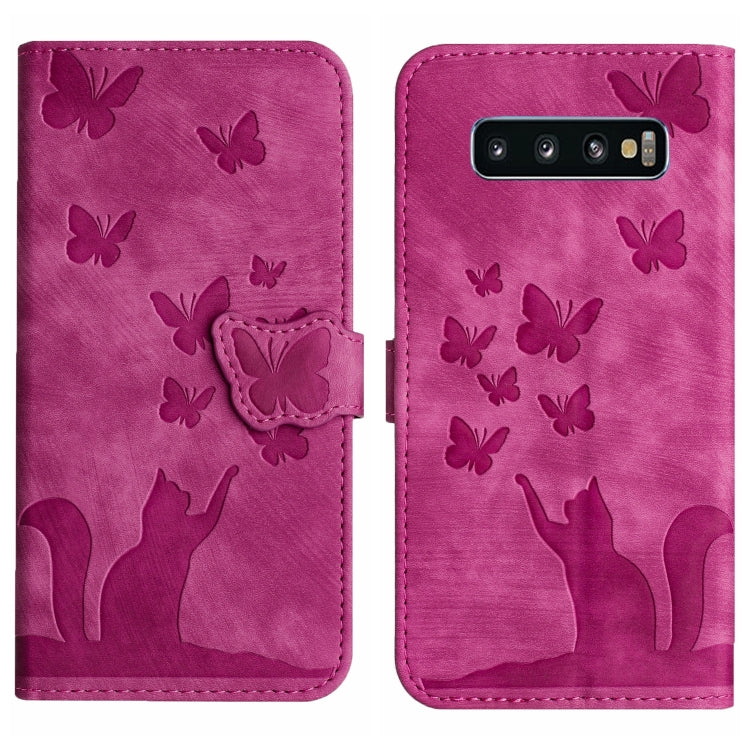 Butterfly Cat Embossing Flip Leather Phone Case, For Samsung Galaxy S20 Ultra, For Samsung Galaxy S20, For Samsung Galaxy S20+, For Samsung Galaxy A71 4G, For Samsung Galaxy A51 4G, For Samsung Galaxy S10+, For Samsung Galaxy S10