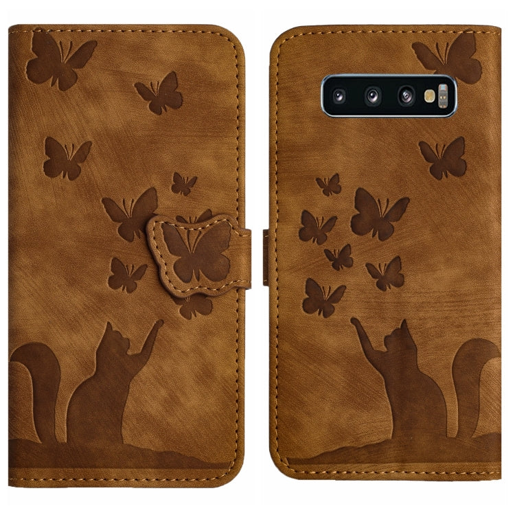 Butterfly Cat Embossing Flip Leather Phone Case, For Samsung Galaxy S20 Ultra, For Samsung Galaxy S20, For Samsung Galaxy S20+, For Samsung Galaxy A71 4G, For Samsung Galaxy A51 4G, For Samsung Galaxy S10+, For Samsung Galaxy S10