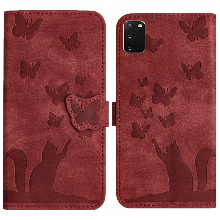 Butterfly Cat Embossing Flip Leather Phone Case, For Samsung Galaxy S20 Ultra, For Samsung Galaxy S20, For Samsung Galaxy S20+, For Samsung Galaxy A71 4G, For Samsung Galaxy A51 4G, For Samsung Galaxy S10+, For Samsung Galaxy S10