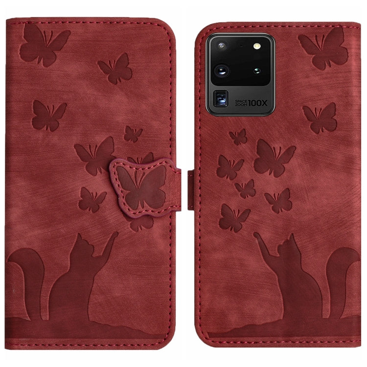 Butterfly Cat Embossing Flip Leather Phone Case, For Samsung Galaxy S20 Ultra, For Samsung Galaxy S20, For Samsung Galaxy S20+, For Samsung Galaxy A71 4G, For Samsung Galaxy A51 4G, For Samsung Galaxy S10+, For Samsung Galaxy S10