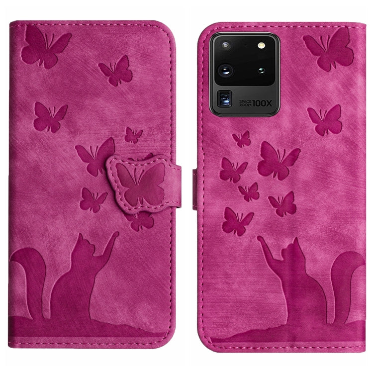 Butterfly Cat Embossing Flip Leather Phone Case, For Samsung Galaxy S20 Ultra, For Samsung Galaxy S20, For Samsung Galaxy S20+, For Samsung Galaxy A71 4G, For Samsung Galaxy A51 4G, For Samsung Galaxy S10+, For Samsung Galaxy S10