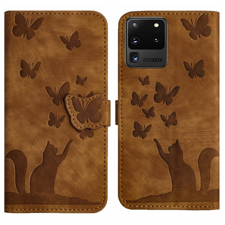 Butterfly Cat Embossing Flip Leather Phone Case, For Samsung Galaxy S20 Ultra, For Samsung Galaxy S20, For Samsung Galaxy S20+, For Samsung Galaxy A71 4G, For Samsung Galaxy A51 4G, For Samsung Galaxy S10+, For Samsung Galaxy S10