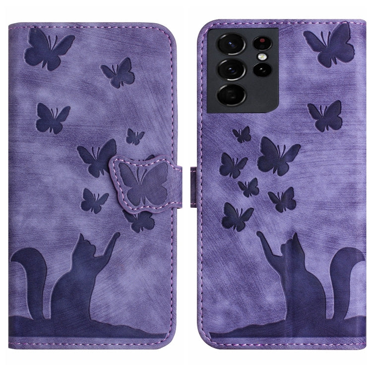 Butterfly Cat Embossing Flip Leather Phone Case, For Samsung Galaxy S21 FE 5G, For Samsung Galaxy A32 5G, For Samsung Galaxy S21 5G, For Samsung Galaxy S21+ 5G, For Samsung Galaxy S21 Ultra 5G, For Samsung Galaxy A02s EU, For Samsung Galaxy A12        ...