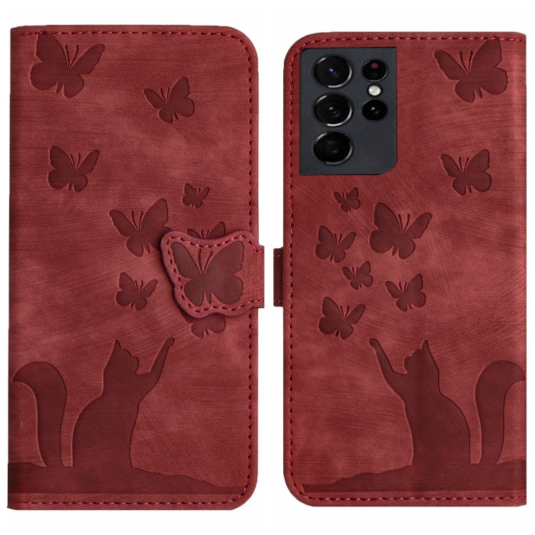 Butterfly Cat Embossing Flip Leather Phone Case, For Samsung Galaxy S21 FE 5G, For Samsung Galaxy A32 5G, For Samsung Galaxy S21 5G, For Samsung Galaxy S21+ 5G, For Samsung Galaxy S21 Ultra 5G, For Samsung Galaxy A02s EU, For Samsung Galaxy A12        ...