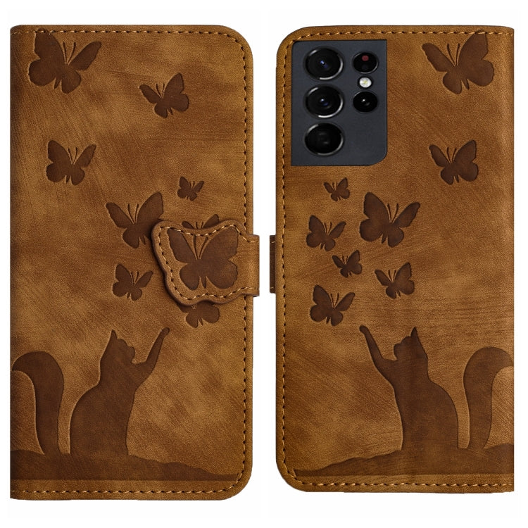 Butterfly Cat Embossing Flip Leather Phone Case, For Samsung Galaxy S21 FE 5G, For Samsung Galaxy A32 5G, For Samsung Galaxy S21 5G, For Samsung Galaxy S21+ 5G, For Samsung Galaxy S21 Ultra 5G, For Samsung Galaxy A02s EU, For Samsung Galaxy A12        ...