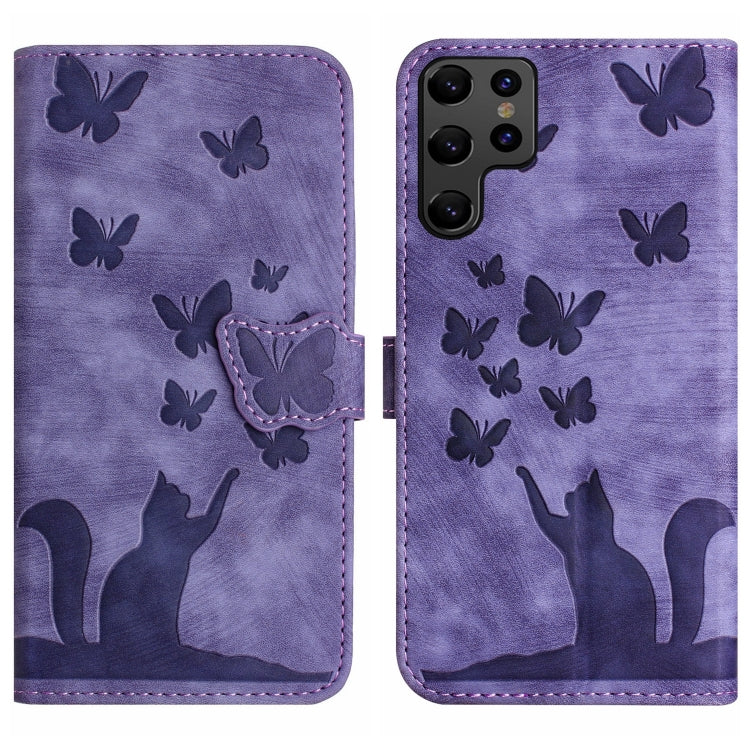 Butterfly Cat Embossing Flip Leather Phone Case, For Samsung Galaxy S20 FE, For Samsung Galaxy A53 5G, For Samsung Galaxy A33 5G, For Samsung Galaxy S22 Ultra 5G, For Samsung Galaxy S22+ 5G, For Samsung Galaxy S22 5G, For Samsung Galaxy A52 5G / A52S  ...