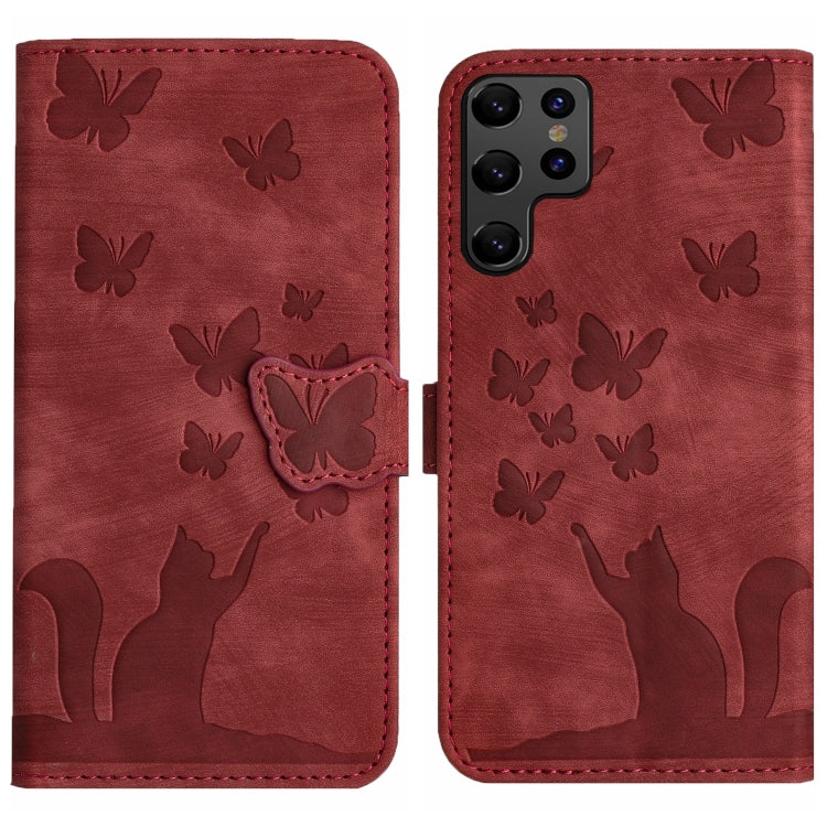 Butterfly Cat Embossing Flip Leather Phone Case, For Samsung Galaxy S20 FE, For Samsung Galaxy A53 5G, For Samsung Galaxy A33 5G, For Samsung Galaxy S22 Ultra 5G, For Samsung Galaxy S22+ 5G, For Samsung Galaxy S22 5G, For Samsung Galaxy A52 5G / A52S  ...