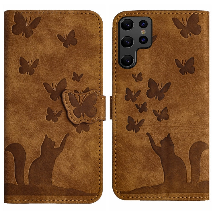 Butterfly Cat Embossing Flip Leather Phone Case, For Samsung Galaxy S20 FE, For Samsung Galaxy A53 5G, For Samsung Galaxy A33 5G, For Samsung Galaxy S22 Ultra 5G, For Samsung Galaxy S22+ 5G, For Samsung Galaxy S22 5G, For Samsung Galaxy A52 5G / A52S  ...