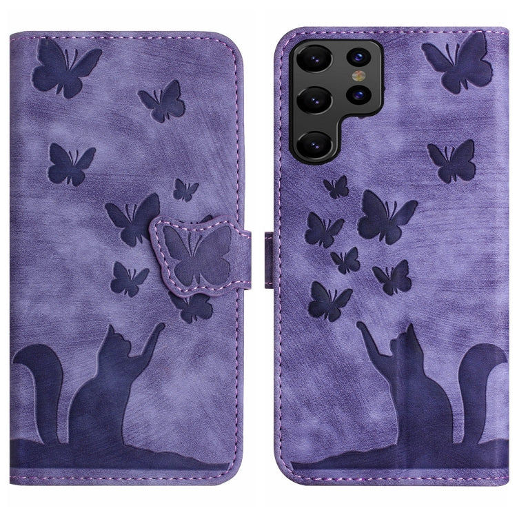 Butterfly Cat Embossing Flip Leather Phone Case, For Samsung Galaxy A24 4G, For Samsung Galaxy A23 / M13 4G, For Samsung Galaxy A14 4G / 5G, For Samsung Galaxy A34 5G, For Samsung Galaxy A54 5G, For Samsung Galaxy S23 Ultra 5G, For Samsung Galaxy S23+ ...