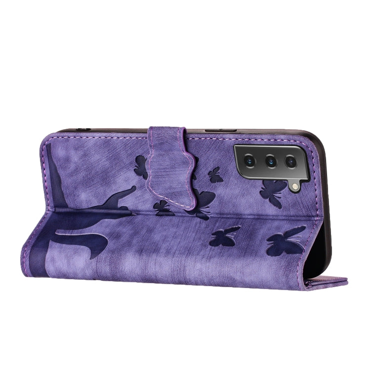 Butterfly Cat Embossing Flip Leather Phone Case, For Samsung Galaxy S21 FE 5G, For Samsung Galaxy A32 5G, For Samsung Galaxy S21 5G, For Samsung Galaxy S21+ 5G, For Samsung Galaxy S21 Ultra 5G, For Samsung Galaxy A02s EU, For Samsung Galaxy A12        ...