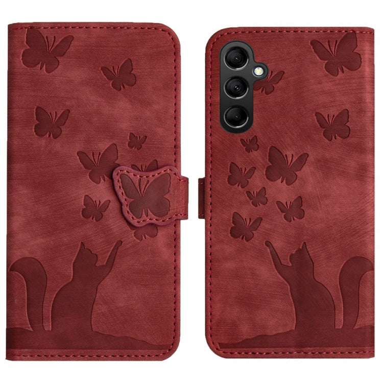 Butterfly Cat Embossing Flip Leather Phone Case, For Samsung Galaxy A55, For Samsung Galaxy A35, For Samsung Galaxy S24 Ultra 5G, For Samsung Galaxy S24+ 5G, For Samsung Galaxy S24 5G, For Samsung Galaxy A15, For Samsung Galaxy A05s                    ...