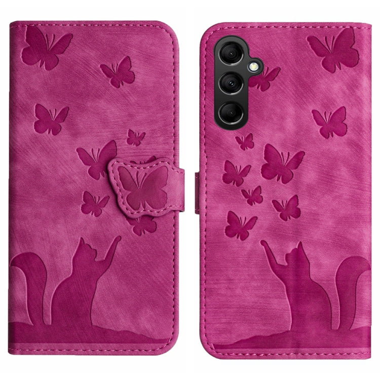 Butterfly Cat Embossing Flip Leather Phone Case, For Samsung Galaxy A55, For Samsung Galaxy A35, For Samsung Galaxy S24 Ultra 5G, For Samsung Galaxy S24+ 5G, For Samsung Galaxy S24 5G, For Samsung Galaxy A15, For Samsung Galaxy A05s                    ...