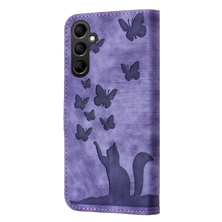Butterfly Cat Embossing Flip Leather Phone Case, For Samsung Galaxy A55, For Samsung Galaxy A35, For Samsung Galaxy S24 Ultra 5G, For Samsung Galaxy S24+ 5G, For Samsung Galaxy S24 5G, For Samsung Galaxy A15, For Samsung Galaxy A05s                    ...