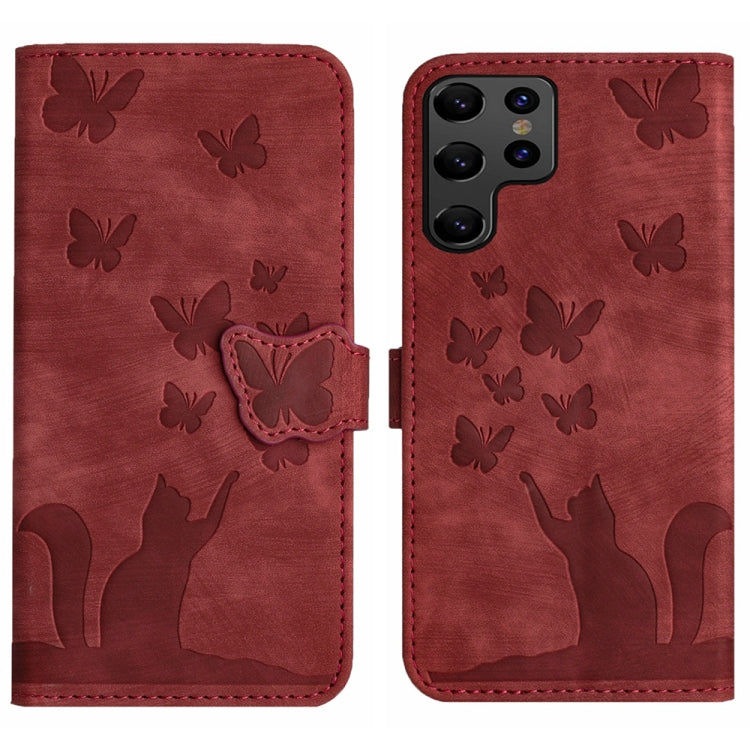 Butterfly Cat Embossing Flip Leather Phone Case, For Samsung Galaxy A55, For Samsung Galaxy A35, For Samsung Galaxy S24 Ultra 5G, For Samsung Galaxy S24+ 5G, For Samsung Galaxy S24 5G, For Samsung Galaxy A15, For Samsung Galaxy A05s                    ...
