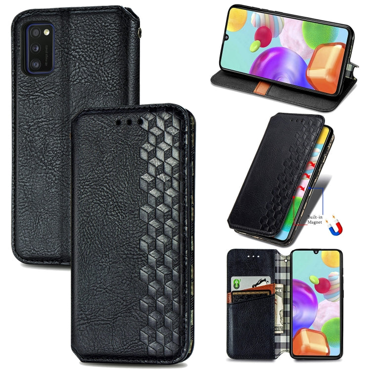 Cubic Grid Pressed Horizontal Flip Magnetic Leather Case with Holder & Card Slots & Wallet, For Samsung Galaxy A20(Japanese Version), For Samsung Galaxy A30(Japanese Version), For Samsung Galaxy A30, For Samsung Galaxy A41                              ...