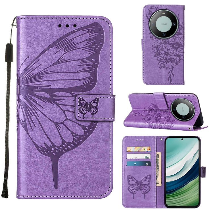 Embossed Butterfly Leather Phone Case, For Huawei Nova 12s 4G Global, For Huawei Pura 70 Pro, For Huawei Pura 70, For Huawei Mate 60, For Huawei Mate 60 Pro, For Huawei P60 Art