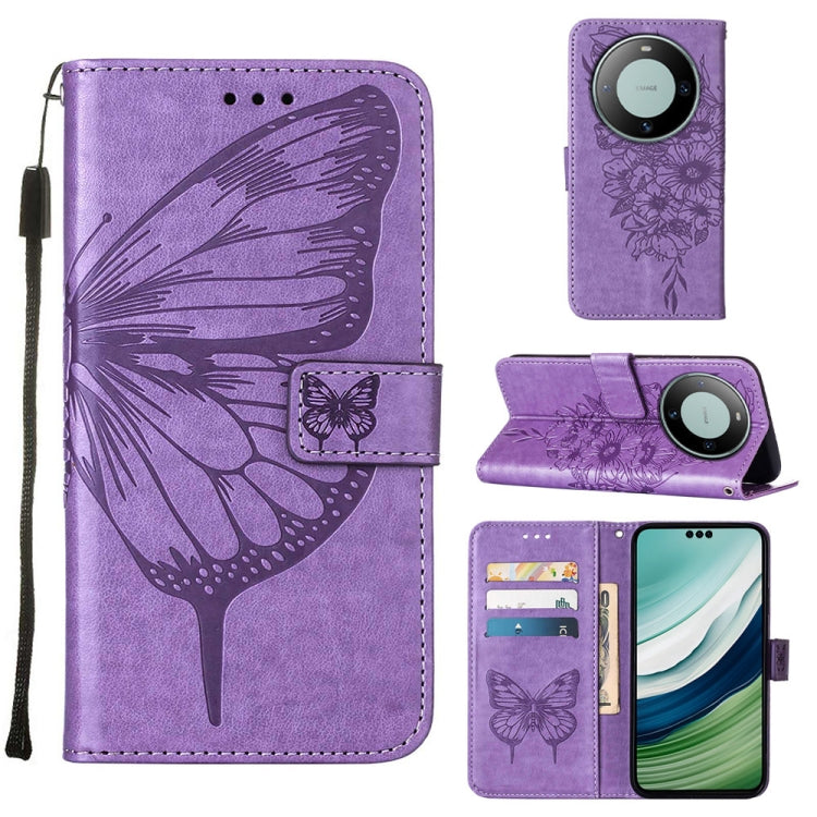 Embossed Butterfly Leather Phone Case, For Huawei Nova 12s 4G Global, For Huawei Pura 70 Pro, For Huawei Pura 70, For Huawei Mate 60, For Huawei Mate 60 Pro, For Huawei P60 Art