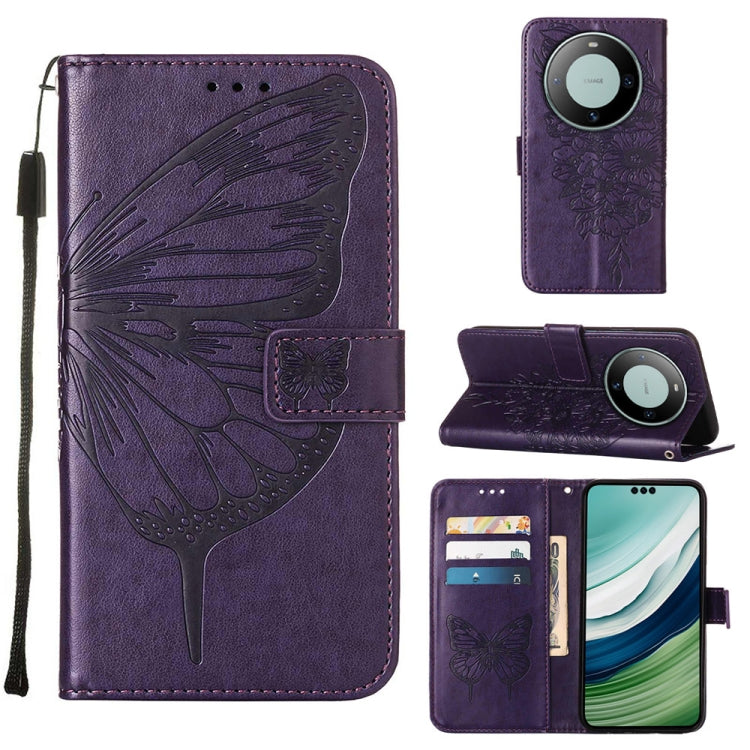Embossed Butterfly Leather Phone Case, For Huawei Nova 12s 4G Global, For Huawei Pura 70 Pro, For Huawei Pura 70, For Huawei Mate 60, For Huawei Mate 60 Pro, For Huawei P60 Art