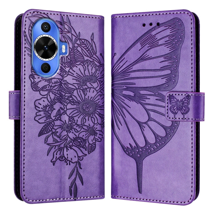 Embossed Butterfly Leather Phone Case, For Huawei Nova 12s 4G Global, For Huawei Pura 70 Pro, For Huawei Pura 70, For Huawei Mate 60, For Huawei Mate 60 Pro, For Huawei P60 Art