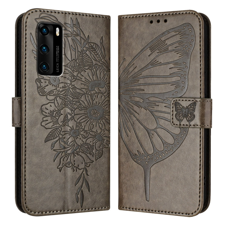 Embossed Butterfly Leather Phone Case, For Huawei P40 Lite 4G / Nova 6 SE, For Huawei P40 Pro, For Huawei P40, For Huawei Enjoy 9s/P Smart/P Smart+ 2019, For Huawei P30 Lite / Nova 4e, For Huawei P30 Pro