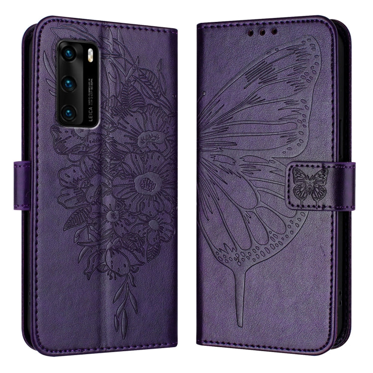 Embossed Butterfly Leather Phone Case, For Huawei P40 Lite 4G / Nova 6 SE, For Huawei P40 Pro, For Huawei P40, For Huawei Enjoy 9s/P Smart/P Smart+ 2019, For Huawei P30 Lite / Nova 4e, For Huawei P30 Pro