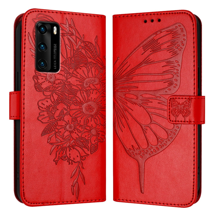 Embossed Butterfly Leather Phone Case, For Huawei P40 Lite 4G / Nova 6 SE, For Huawei P40 Pro, For Huawei P40, For Huawei Enjoy 9s/P Smart/P Smart+ 2019, For Huawei P30 Lite / Nova 4e, For Huawei P30 Pro