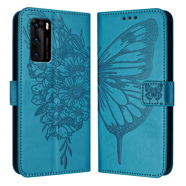 Embossed Butterfly Leather Phone Case, For Huawei P40 Lite 4G / Nova 6 SE, For Huawei P40 Pro, For Huawei P40, For Huawei Enjoy 9s/P Smart/P Smart+ 2019, For Huawei P30 Lite / Nova 4e, For Huawei P30 Pro