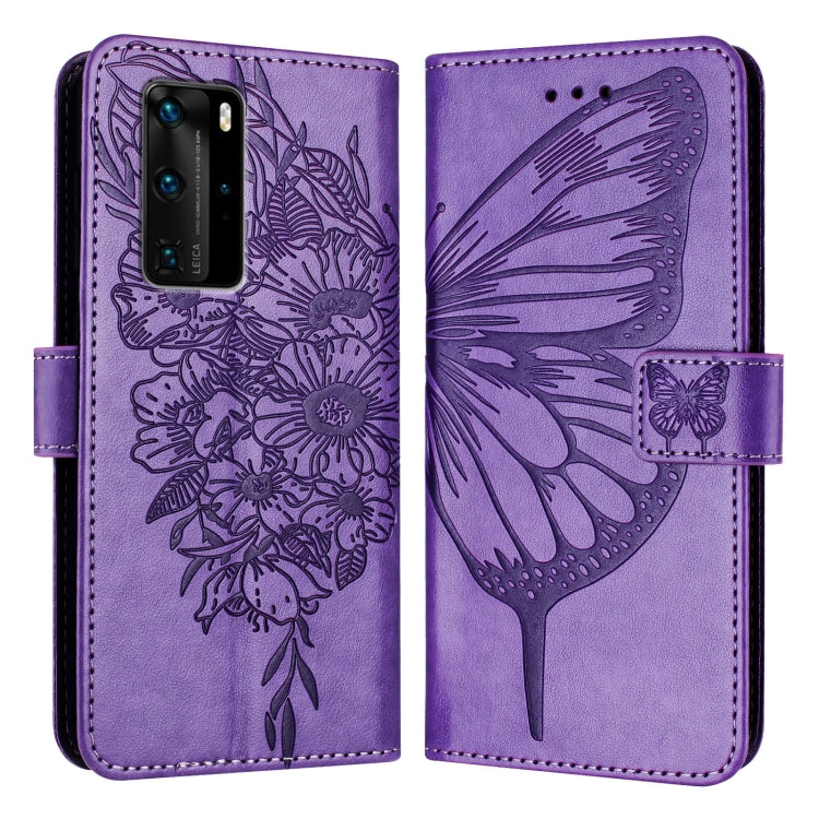 Embossed Butterfly Leather Phone Case, For Huawei P40 Lite 4G / Nova 6 SE, For Huawei P40 Pro, For Huawei P40, For Huawei Enjoy 9s/P Smart/P Smart+ 2019, For Huawei P30 Lite / Nova 4e, For Huawei P30 Pro