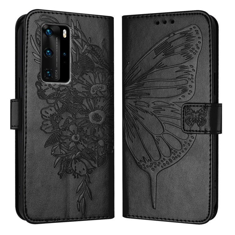 Embossed Butterfly Leather Phone Case, For Huawei P40 Lite 4G / Nova 6 SE, For Huawei P40 Pro, For Huawei P40, For Huawei Enjoy 9s/P Smart/P Smart+ 2019, For Huawei P30 Lite / Nova 4e, For Huawei P30 Pro
