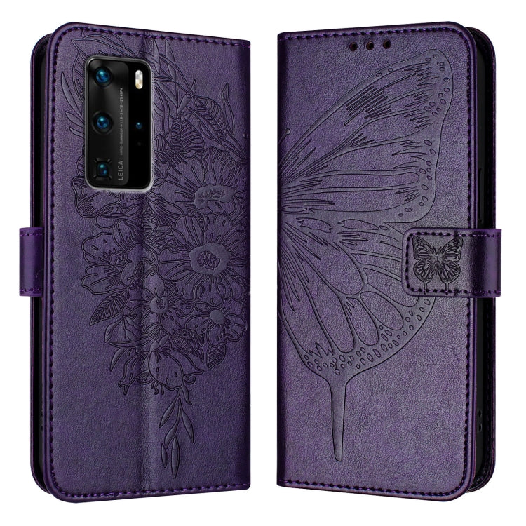 Embossed Butterfly Leather Phone Case, For Huawei P40 Lite 4G / Nova 6 SE, For Huawei P40 Pro, For Huawei P40, For Huawei Enjoy 9s/P Smart/P Smart+ 2019, For Huawei P30 Lite / Nova 4e, For Huawei P30 Pro