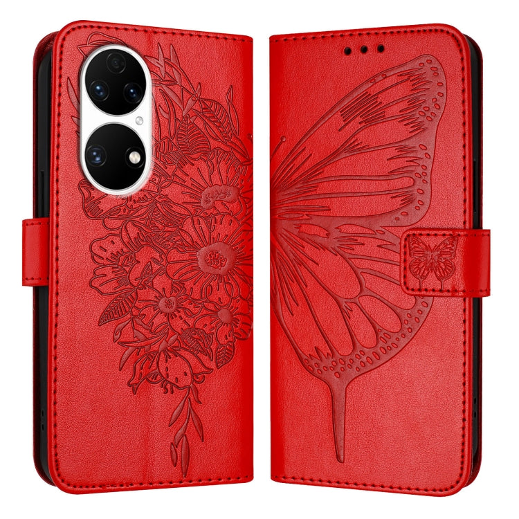 Embossed Butterfly Leather Phone Case, For Huawei P60 / P60 Pro, For Huawei Enjoy 50 Pro 4G / Nova Y90, For Huawei Enjoy 50 4G / Nova Y70 Plus, For Huawei P50 Pro, For Huawei P50, For Huawei Enjoy 20 SE/Y7a 4G/P Smart 2021