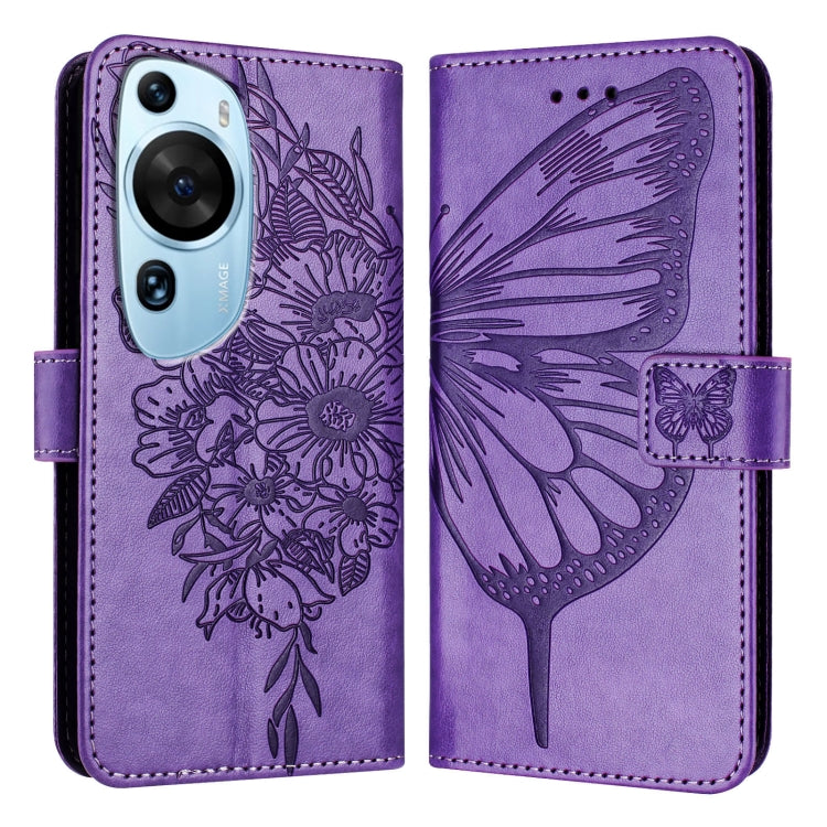 Embossed Butterfly Leather Phone Case, For Huawei Nova 12s 4G Global, For Huawei Pura 70 Pro, For Huawei Pura 70, For Huawei Mate 60, For Huawei Mate 60 Pro, For Huawei P60 Art