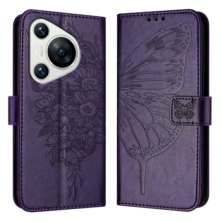Embossed Butterfly Leather Phone Case, For Huawei Nova 12s 4G Global, For Huawei Pura 70 Pro, For Huawei Pura 70, For Huawei Mate 60, For Huawei Mate 60 Pro, For Huawei P60 Art