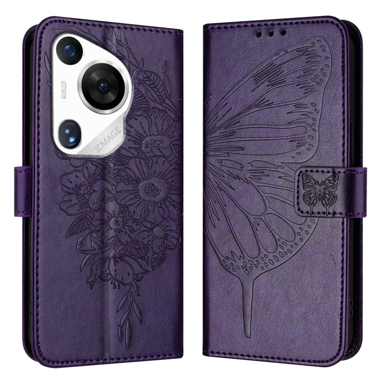 Embossed Butterfly Leather Phone Case, For Huawei Nova 12s 4G Global, For Huawei Pura 70 Pro, For Huawei Pura 70, For Huawei Mate 60, For Huawei Mate 60 Pro, For Huawei P60 Art