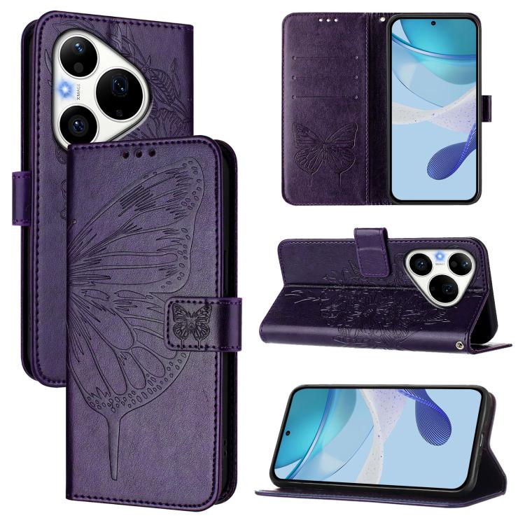 Embossed Butterfly Leather Phone Case, For Huawei nova 14 Lite 5G / nova 15 / 16z, For Huawei nova 16 5G, For Huawei Pura 90 Pro Max 5G, For Huawei Pura 90 Pro 5G, For Huawei Mate 70 Air 5G, For Huawei Enjoy 80s 4G