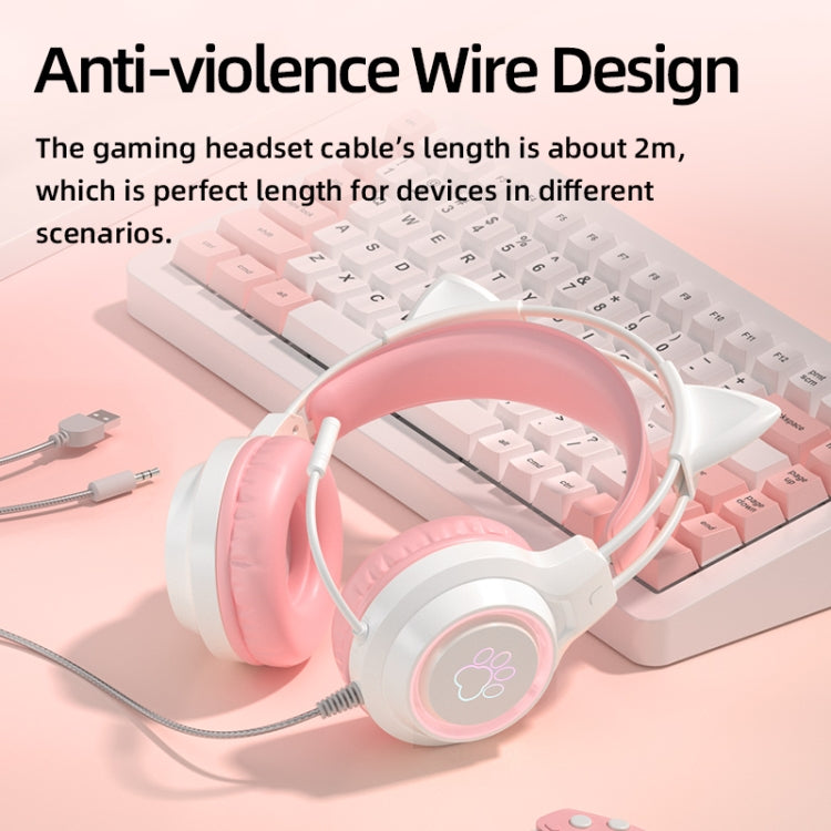 G35 Cute Cat RGB Head-mounted Wired Gaming Earphone