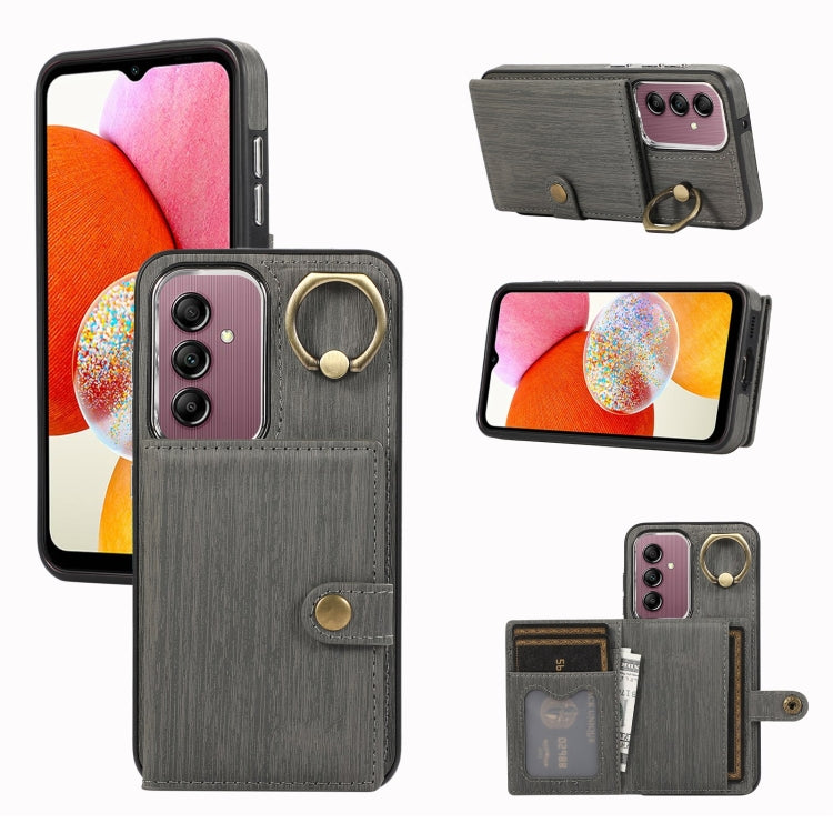 Brushed Texture Wallet Ring Holder Phone Case, For Samsung Galaxy A24 4G / A25 5G, Samsung Galaxy A14 4G / 5G, For Samsung Galaxy A34 5G, For Samsung Galaxy A54 5G, For Samsung Galaxy Galaxy S23 Ultra 5G, For Samsung Galaxy Galaxy S23 5G               ...