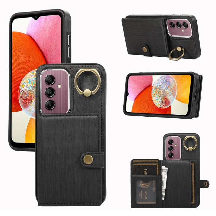 Brushed Texture Wallet Ring Holder Phone Case, For Samsung Galaxy A24 4G / A25 5G, Samsung Galaxy A14 4G / 5G, For Samsung Galaxy A34 5G, For Samsung Galaxy A54 5G, For Samsung Galaxy Galaxy S23 Ultra 5G, For Samsung Galaxy Galaxy S23 5G               ...
